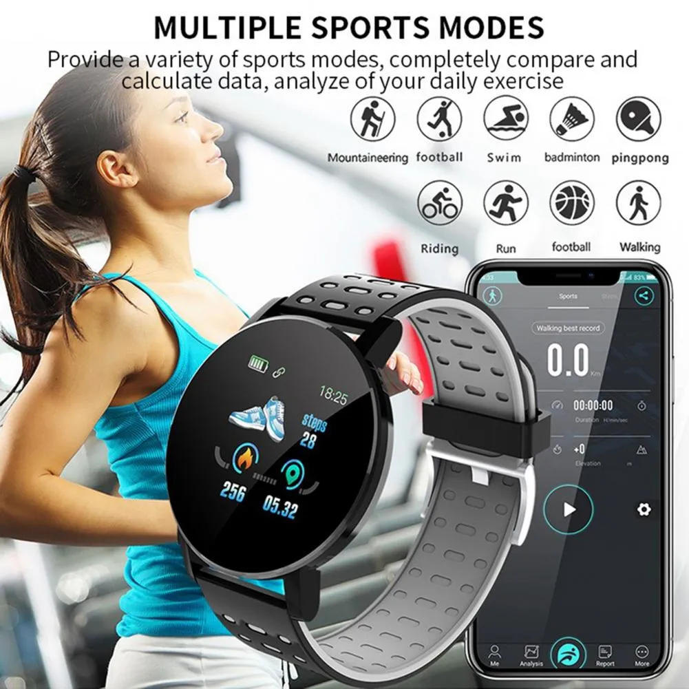 119 Plus Fitness Smart Bracelet Heart Rate Blood Pressure Monitoring Waterproof Sport Fitness Tracker Smart Watch For Android Ios