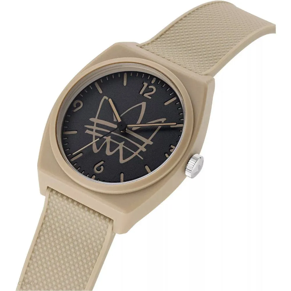 Adidas Analog Black Dial Beige Resin Strap Unisex Watch AOST22565