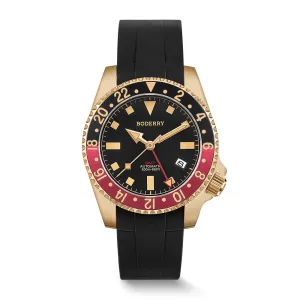 ADMIRAL GMT - 200M Waterproof Bronze Automatic Diver Watch | Black