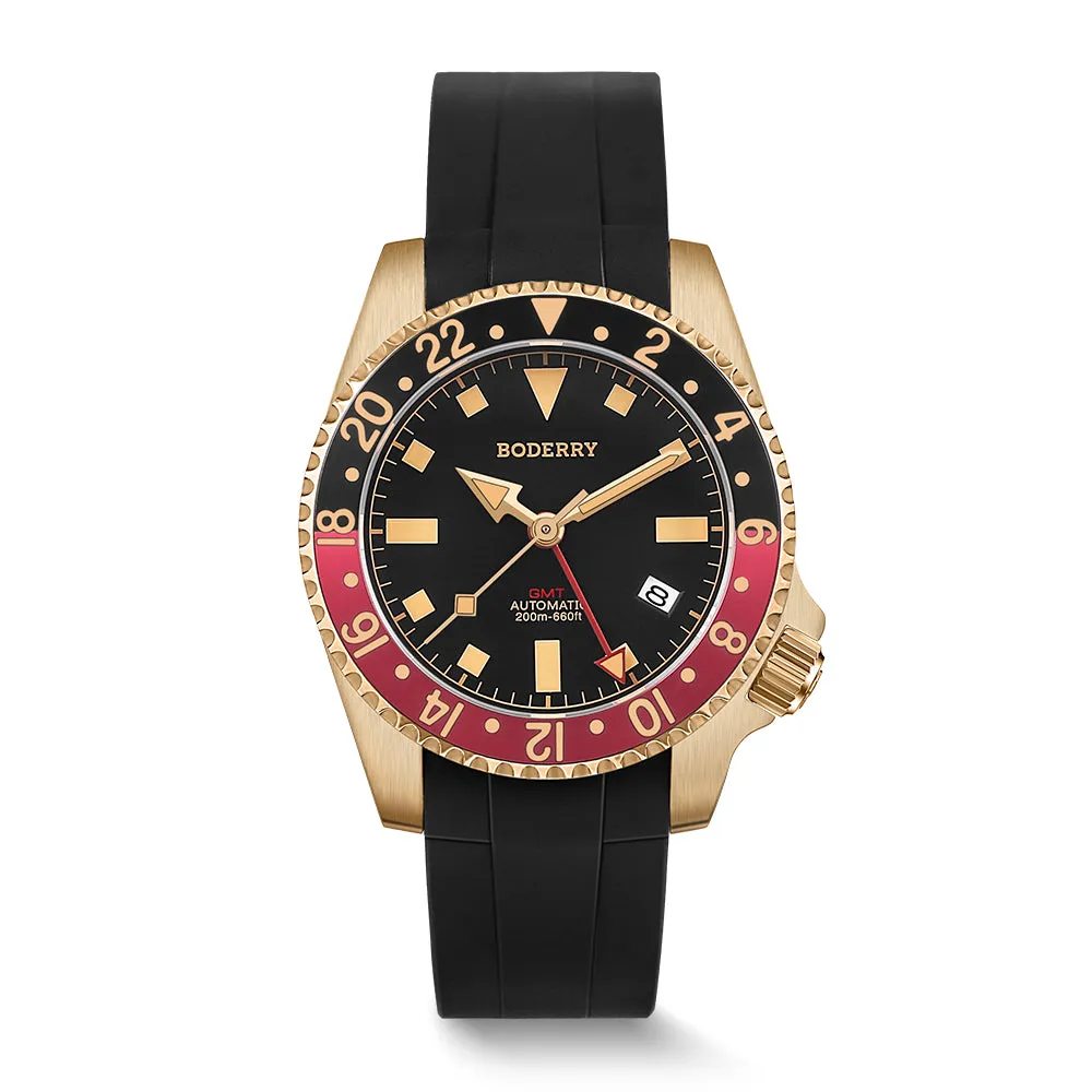 ADMIRAL GMT - 200M Waterproof Bronze Automatic Diver Watch | Black