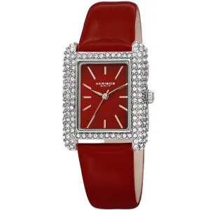 Akribos Xxiv Quartz Crystal Red Dial Red Leather Ladies Watch AK1068RD