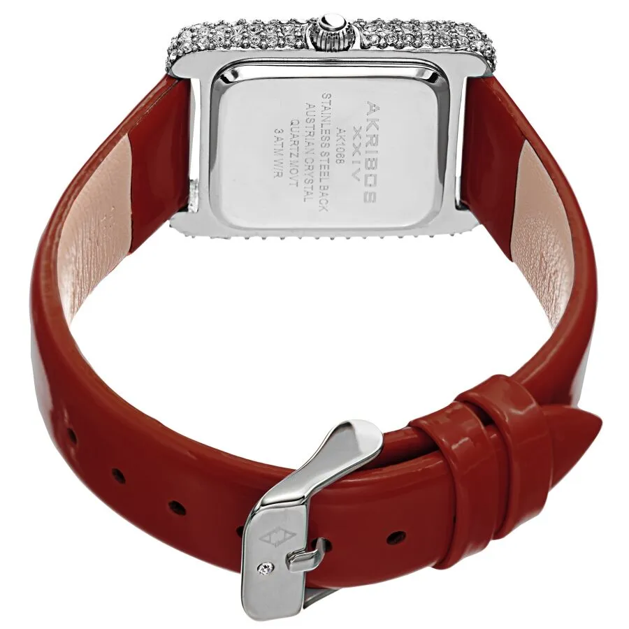 Akribos Xxiv Quartz Crystal Red Dial Red Leather Ladies Watch AK1068RD