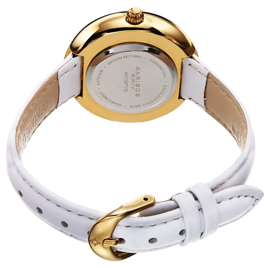 Akribos Xxiv Quartz Diamond Gold Dial Ladies Watch AK1067YG