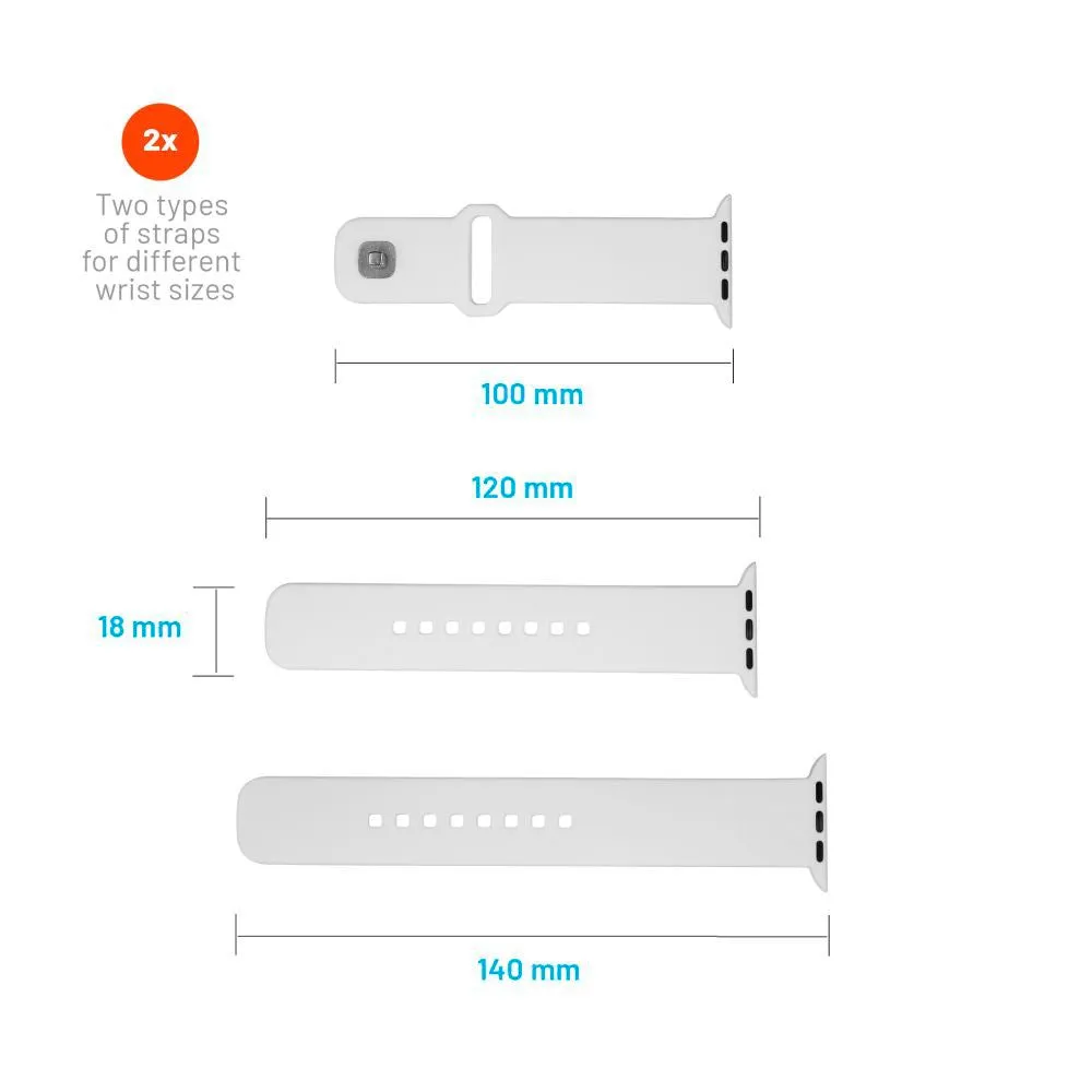 Apple Watch (42 / 44 / 45 / SE / 49mm) Fixed Sporty Silikone Rem Sæt - Hvid