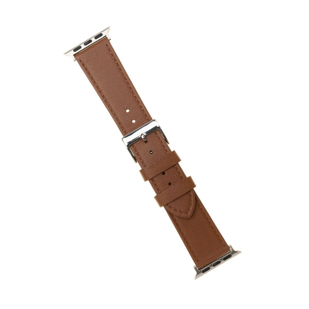 Apple Watch (42 / 44 / SE / 45 / 49 mm) Fixed Ægte Læder Rem - Brun