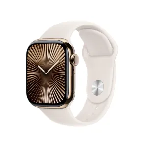 Apple Watch Series 10 GPS   Cellular 42mm Gold Titanium Case with Starlight Sport Band - S/M