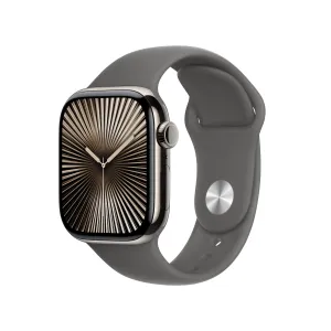 Apple Watch Series 10 GPS   Cellular 42mm Natural Titanium Case with Stone Grey Sport Band - S/M