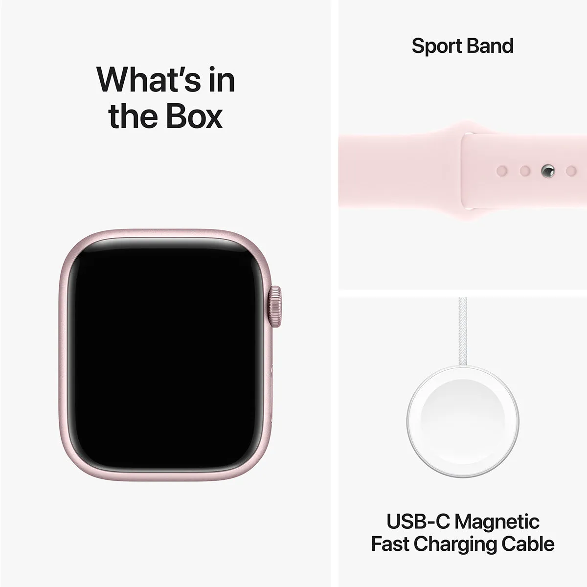 Apple Watch Series 9 GPS, 41 mm Pink Aluminium Case with Light Pink Sport Band – MR943 (M/L)