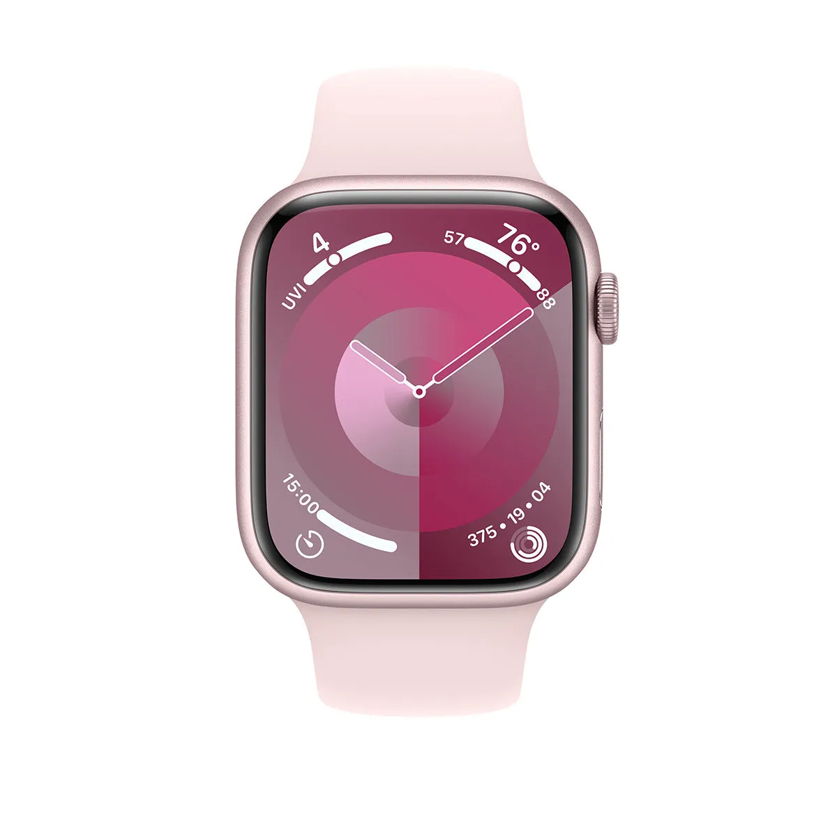 Apple Watch Series 9 GPS, 41 mm Pink Aluminium Case with Light Pink Sport Band – MR943 (M/L)