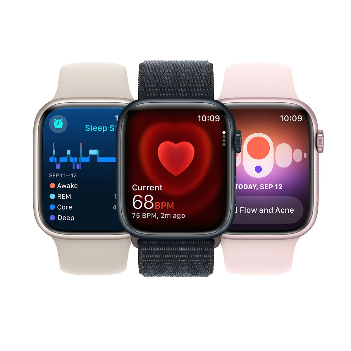 Apple Watch Series 9 GPS, 41 mm Pink Aluminium Case with Light Pink Sport Band – MR943 (M/L)