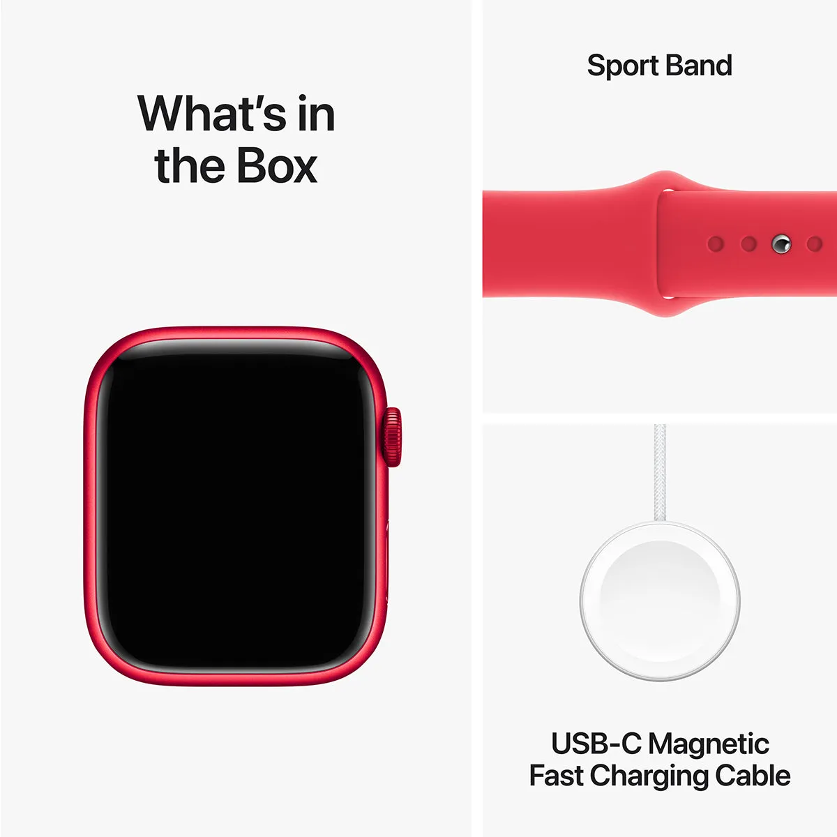 Apple Watch Series 9 GPS, 41 mm Red Aluminium Case with Red Sport Band – MRXH3 (M/L)