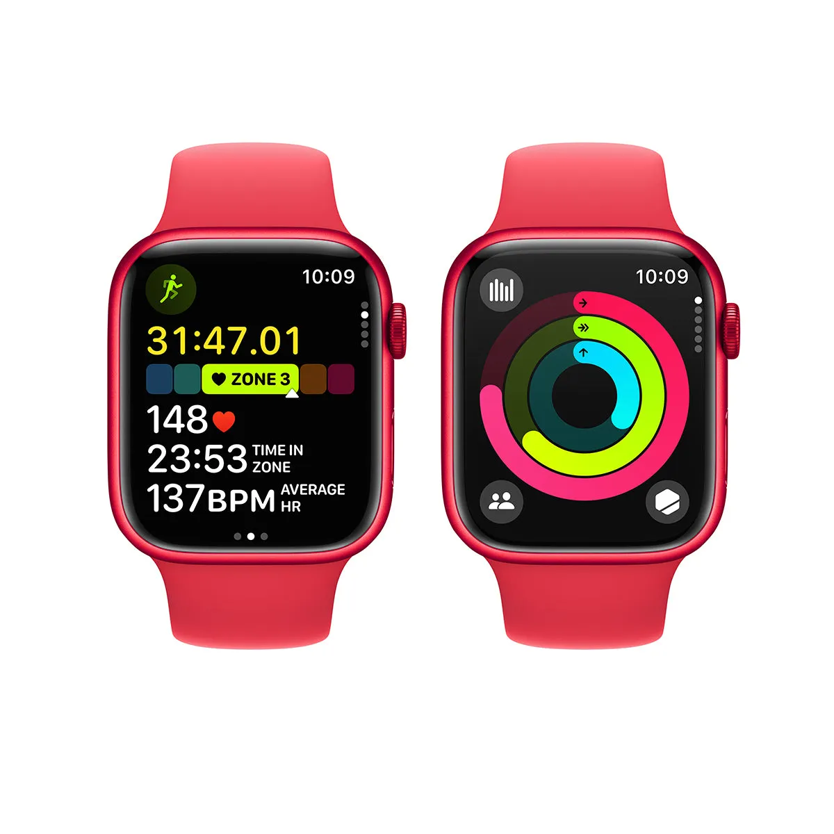 Apple Watch Series 9 GPS, 41 mm Red Aluminium Case with Red Sport Band – MRXH3 (M/L)