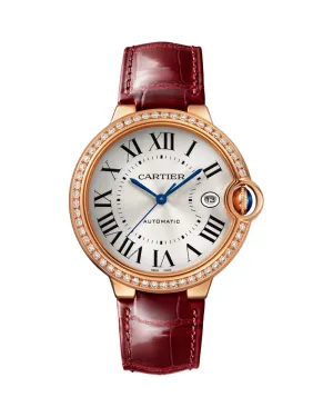 BALLON BLEU DE CARTIER, 40 MM, ROSE GOLD, LEATHER, DIAMONDS