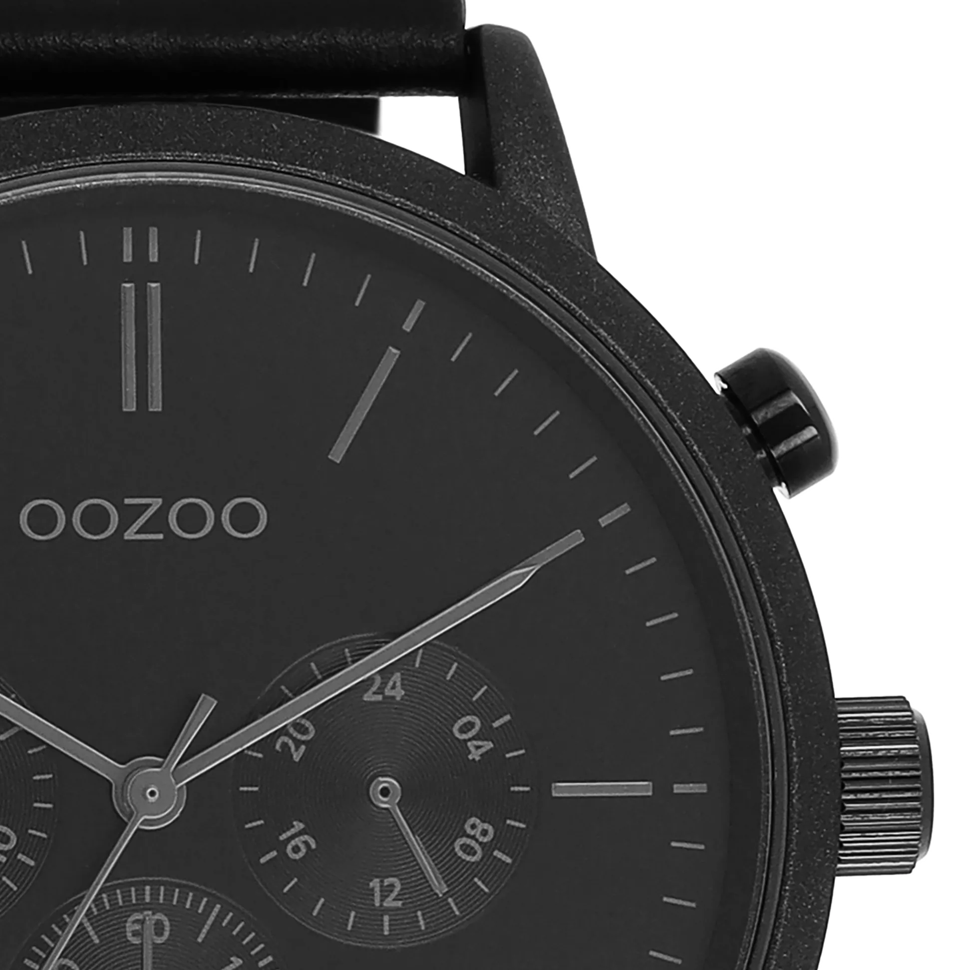 Black OOZOO watch with black leather strap - C11203