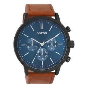 Black OOZOO watch with brown leather strap - C11202