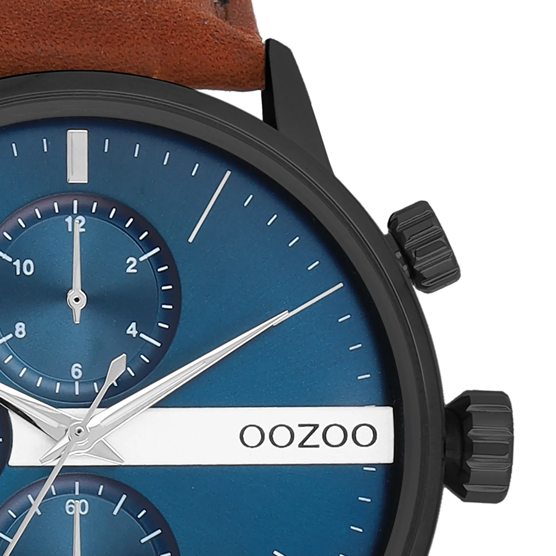 Black OOZOO watch with brown leather strap - C11222