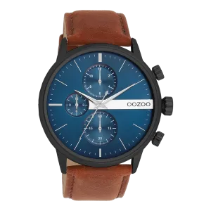 Black OOZOO watch with brown leather strap - C11222