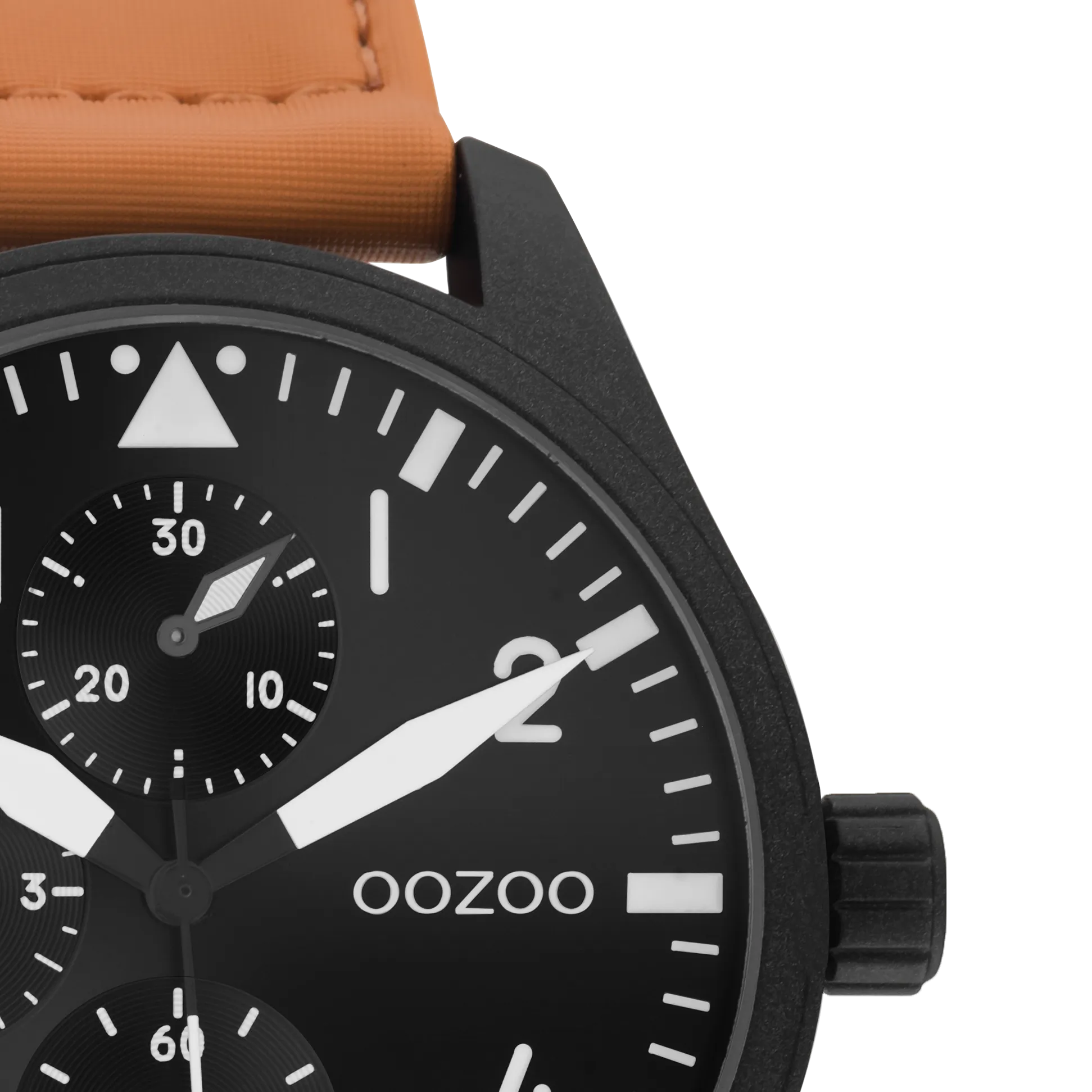 Black OOZOO watch with orange velcro strap - C11007