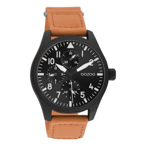 Black OOZOO watch with orange velcro strap - C11007