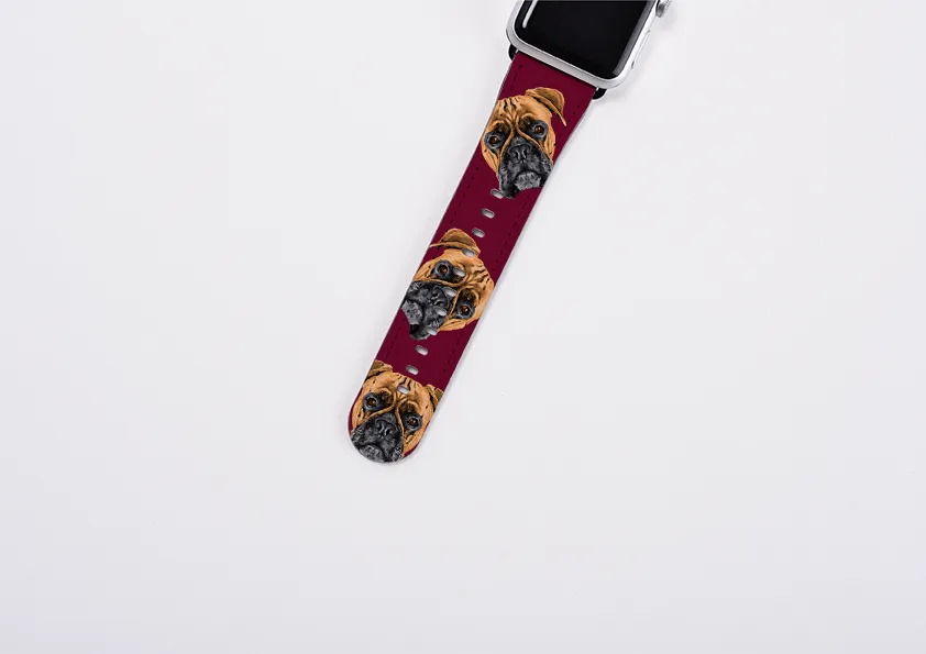 Boxer Maroon Apple Watch Strap