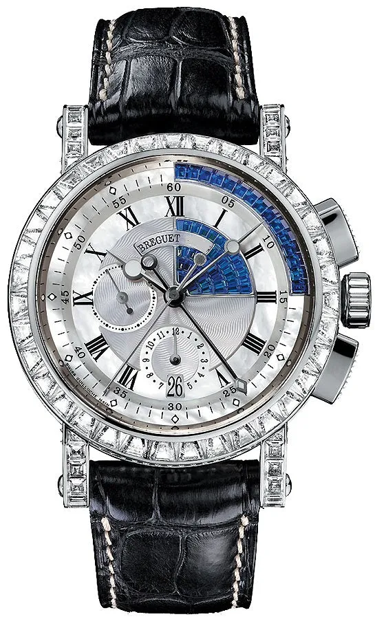 Breguet Marine Chronograph 18K White Gold & Diamonds & Sapphires Men's Watch