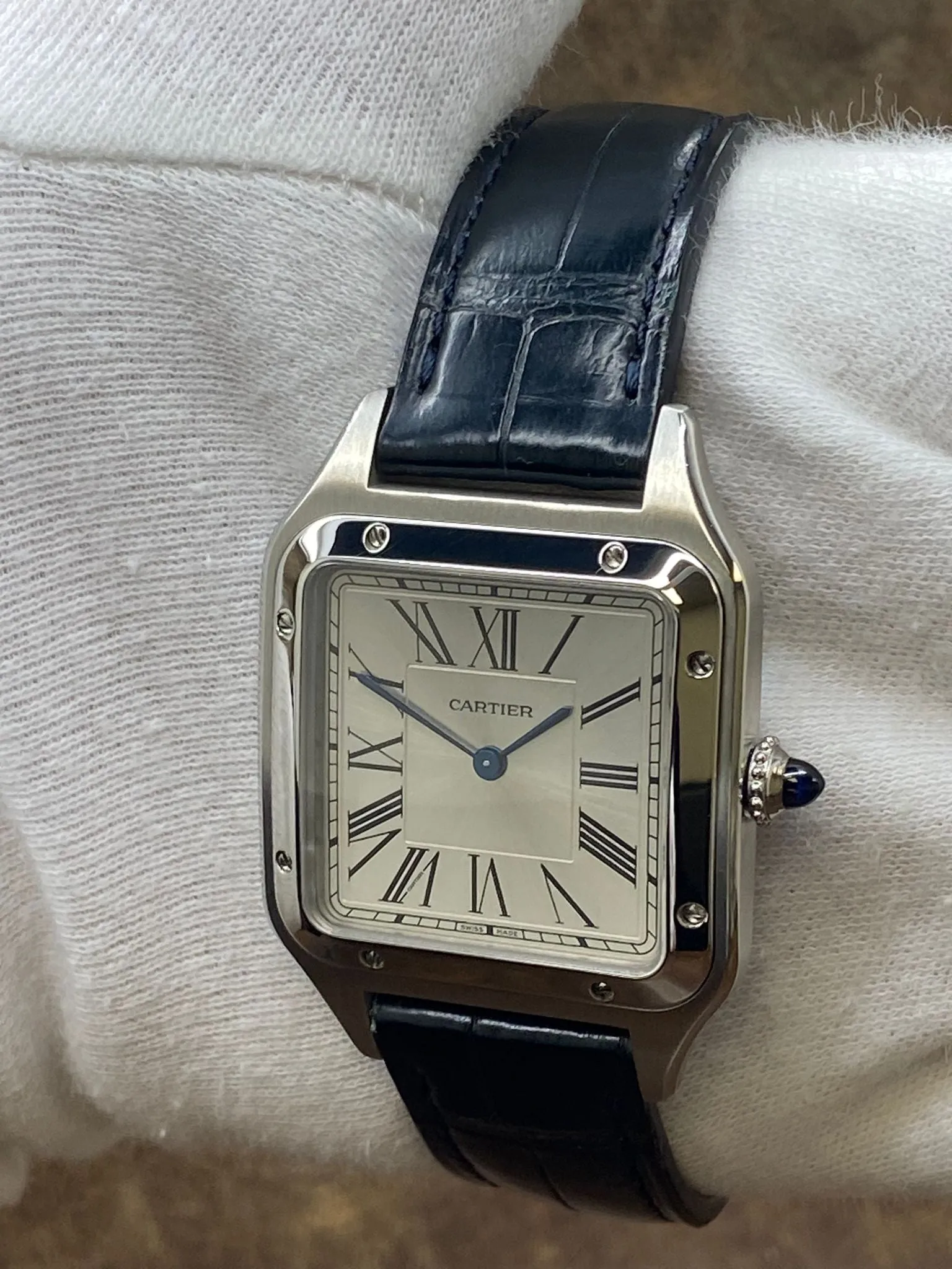 Cartier Santos Dumont WSSA0022 Silver Dial Quartz Men's Watch