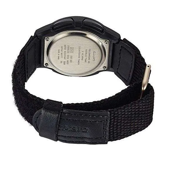 Casio AW-80V-1BVDF Black Nylon Watch for Men and Women