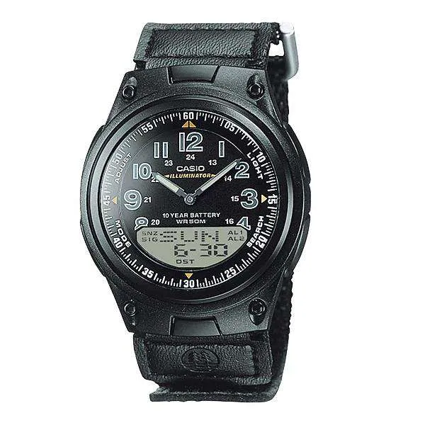 Casio AW-80V-1BVDF Black Nylon Watch for Men and Women