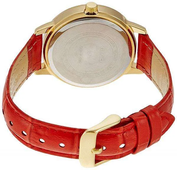 Casio LTP-2087GL-4AVDF Red Leather Strap Watch for Women