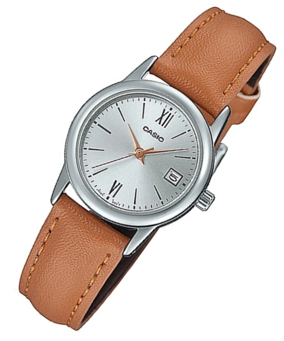 Casio LTP-V002L-7B3 Brown leather strap watch for Women