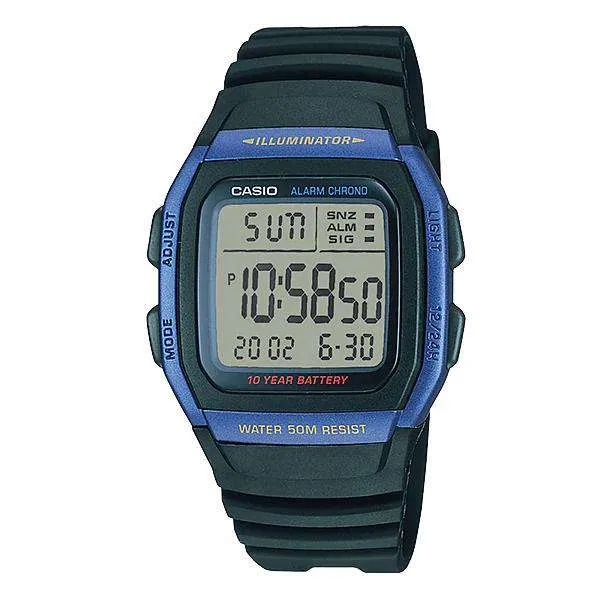 Casio W-96H-2AVDF Black Resin Watch for Men and Women