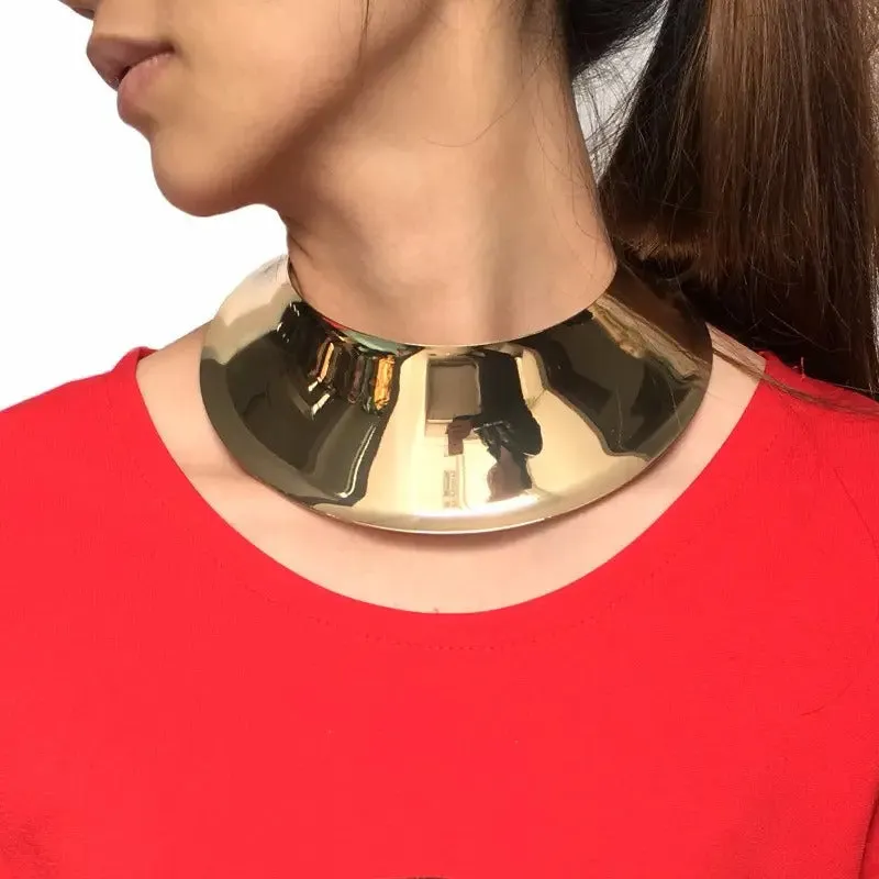 Chokore Collar Wide Solid Choker (Gold)