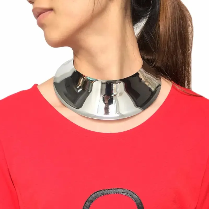 Chokore Collar Wide Solid Choker (Silver)