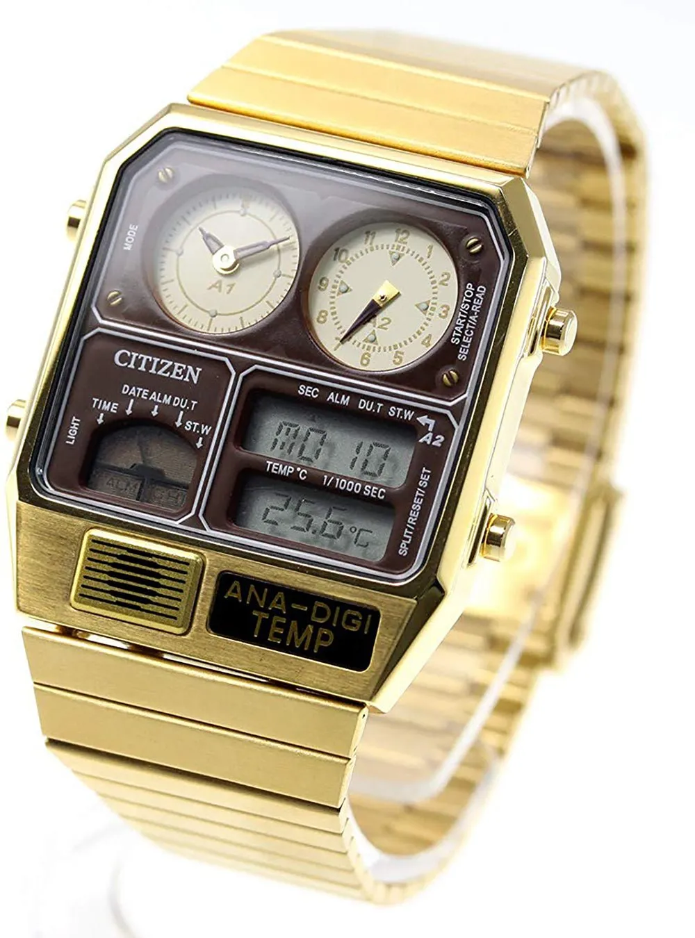 CITIZEN ANA-DIGI TEMP Reproduction Model Watch Gold JG2103-72X Japan mov't JDM