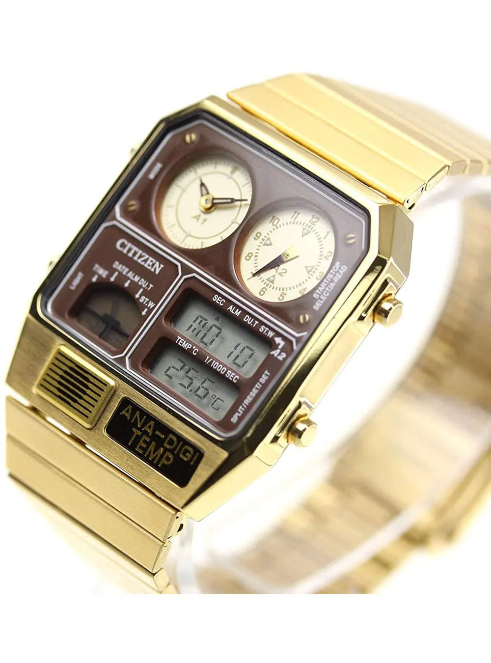 CITIZEN ANA-DIGI TEMP Reproduction Model Watch Gold JG2103-72X Japan mov't JDM