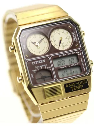 CITIZEN ANA-DIGI TEMP Reproduction Model Watch Gold JG2103-72X Japan mov't JDM