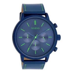 Dark blue OOZOO watch with blue leather strap - C11205