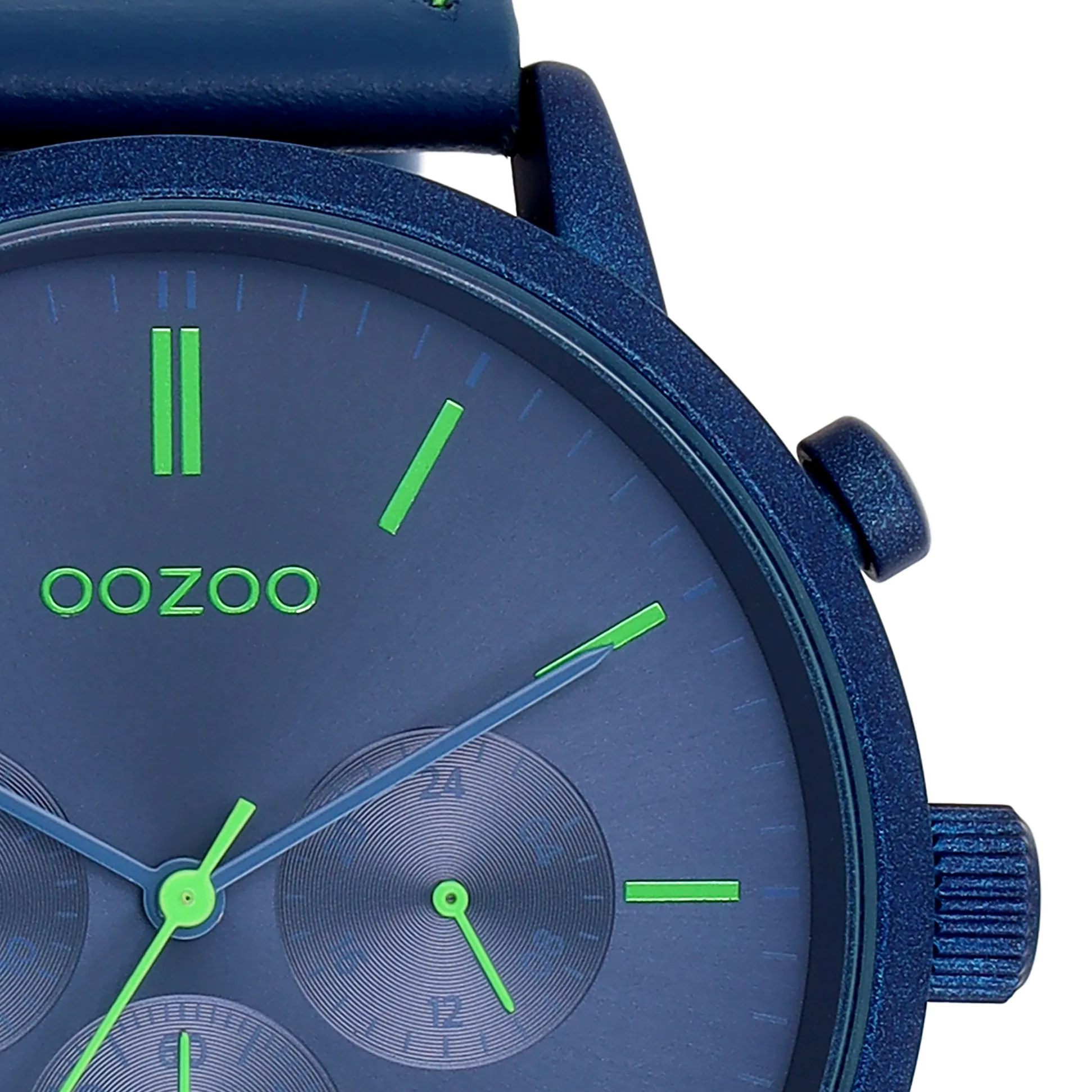 Dark blue OOZOO watch with blue leather strap - C11205