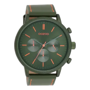 Dark green OOZOO watch with dark green leather strap - C11206