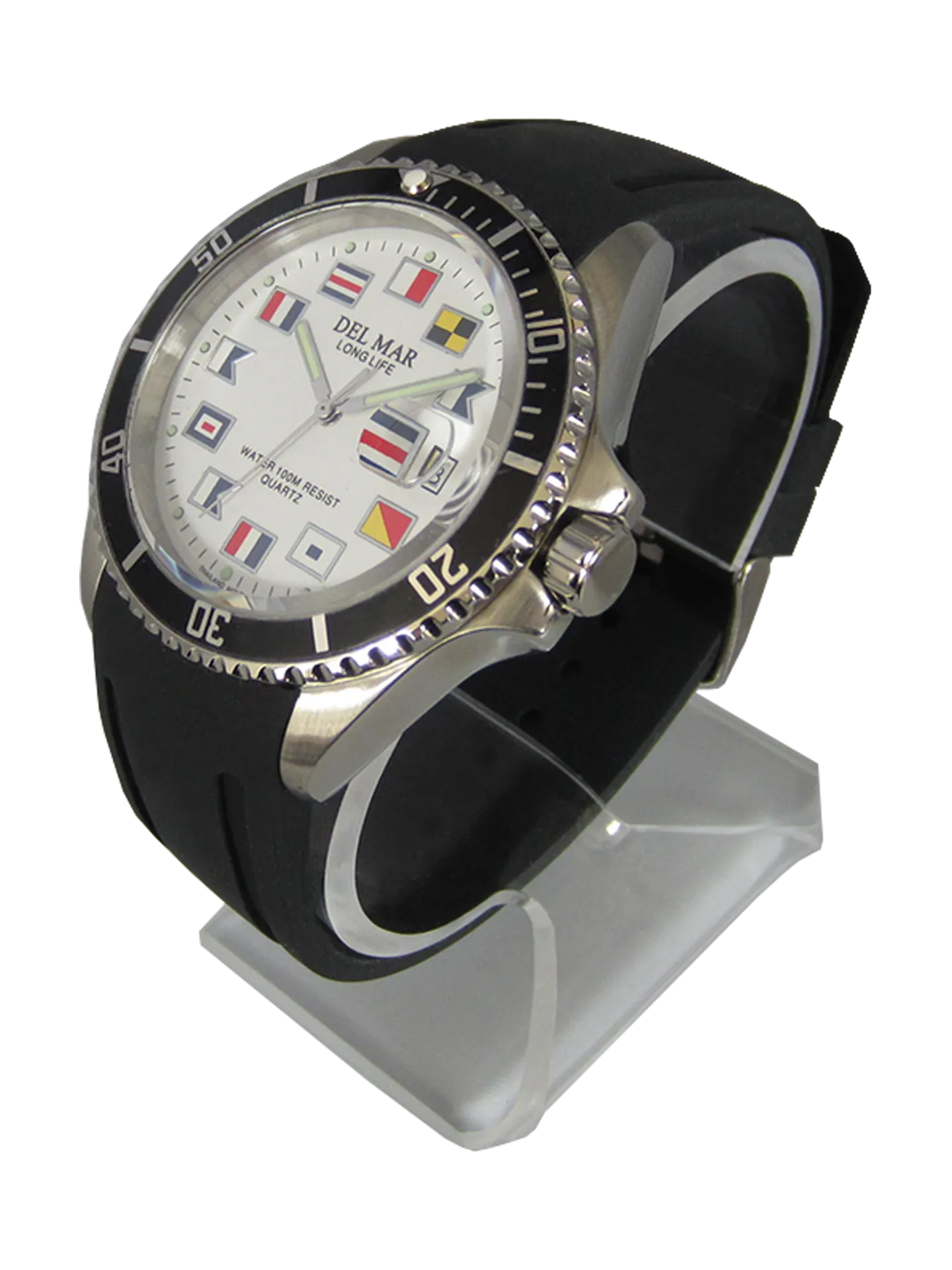 Del Mar Watches Catalina Sportstrap: Men's / Youth White Face, 46mm, 100m Water Resistant #50378