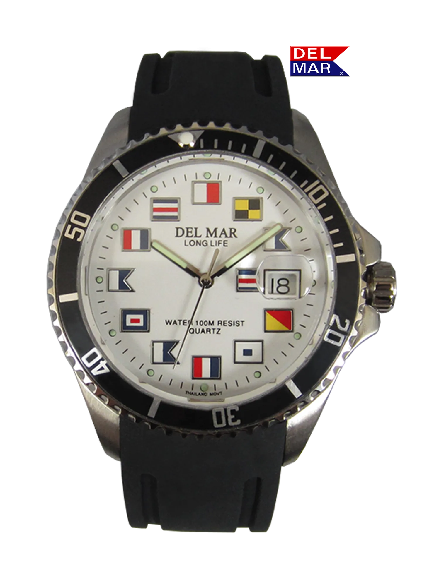 Del Mar Watches Catalina Sportstrap: Men's / Youth White Face, 46mm, 100m Water Resistant #50378