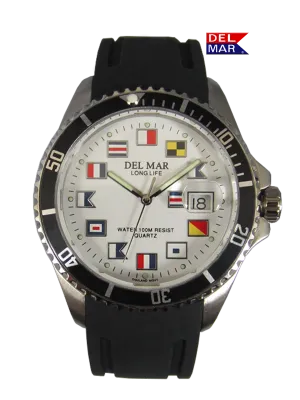 Del Mar Watches Catalina Sportstrap: Men's / Youth White Face, 46mm, 100m Water Resistant #50378