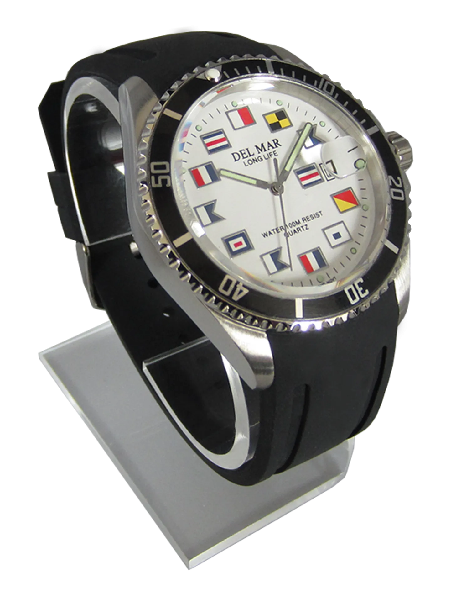 Del Mar Watches Catalina Sportstrap: Men's / Youth White Face, 46mm, 100m Water Resistant #50378