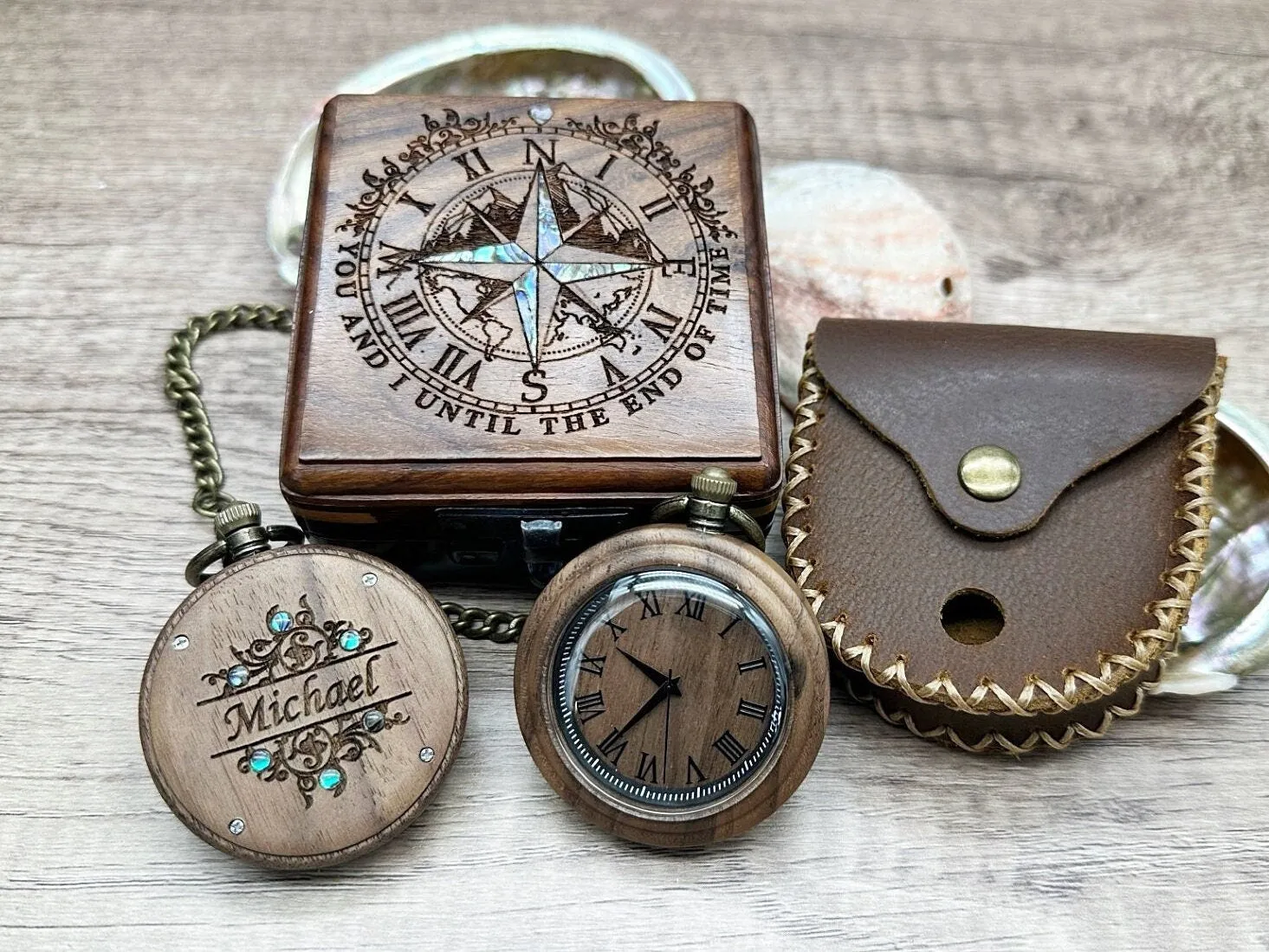 Engraved  Wood Pocket Watch and wooden Box – Personalized Graduation Gift, Birthday gift for Him