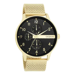 Gold coloured OOZOO watch with gold coloured metal mesh bracelet - C11302