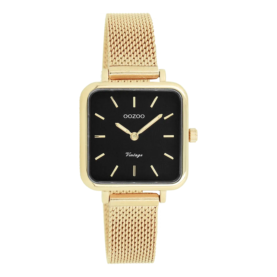 Gold coloured OOZOO watch with gold coloured metal mesh bracelet - C20264