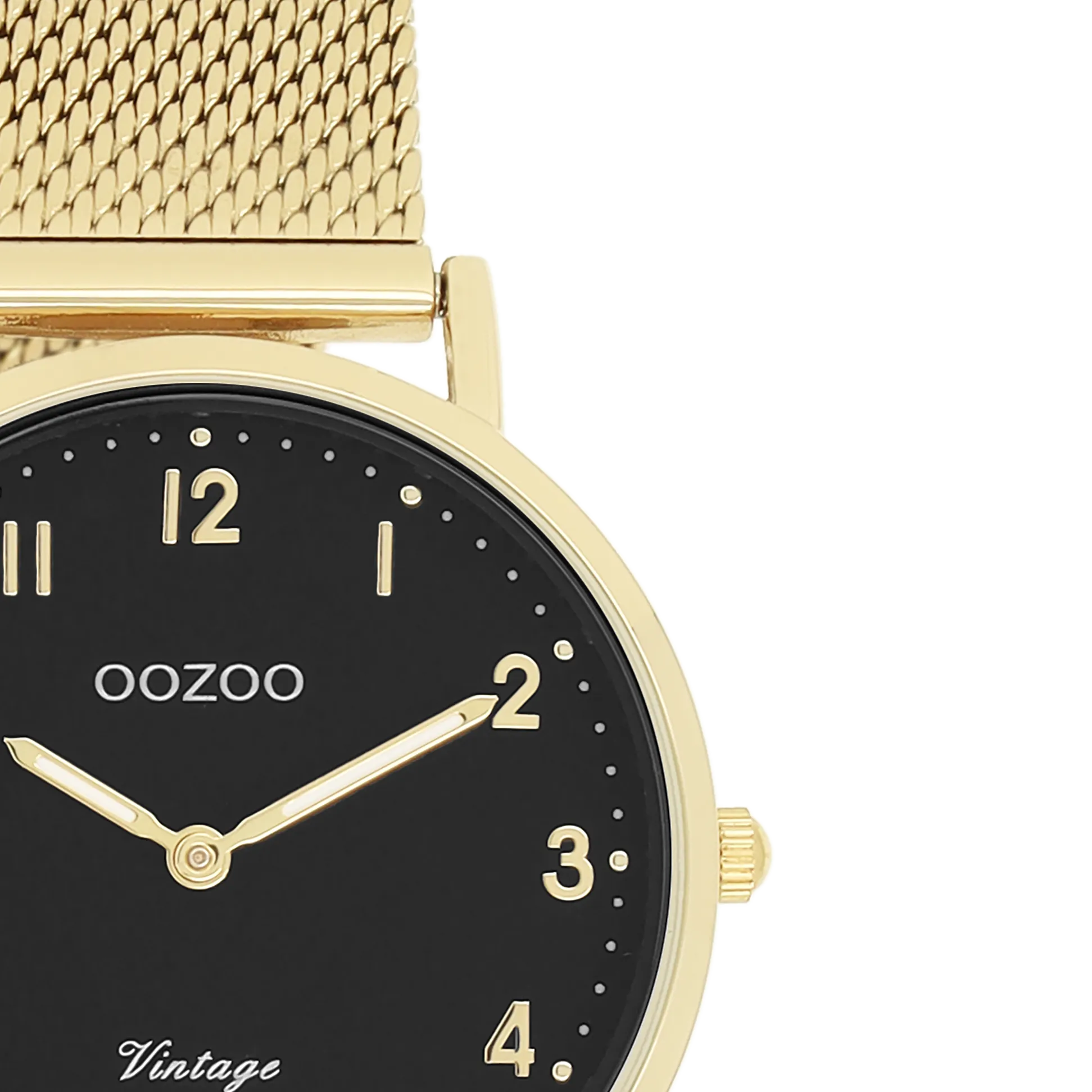 Gold coloured OOZOO watch with gold coloured metal mesh bracelet - C20349