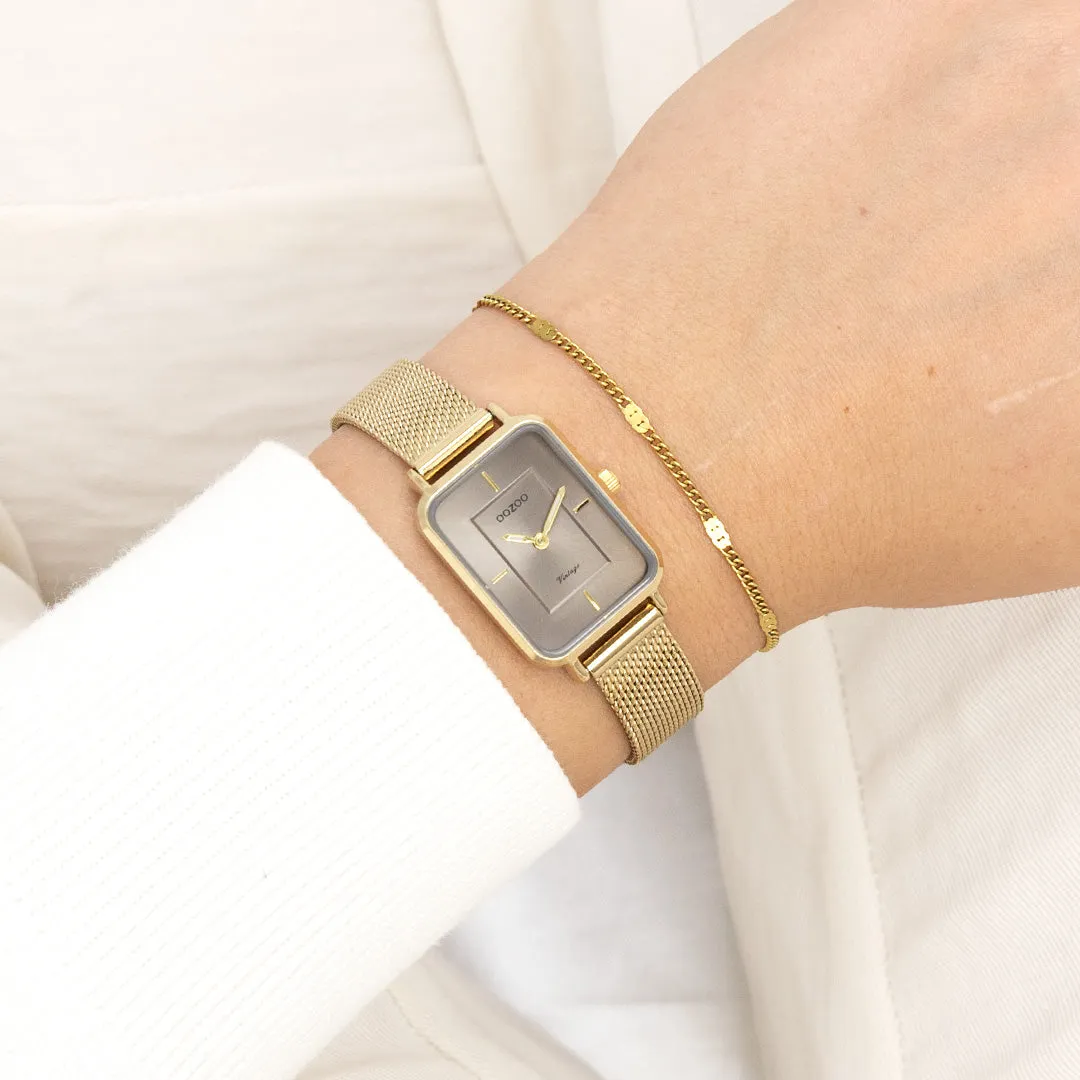 Gold coloured OOZOO watch with gold coloured metal mesh bracelet - C20353