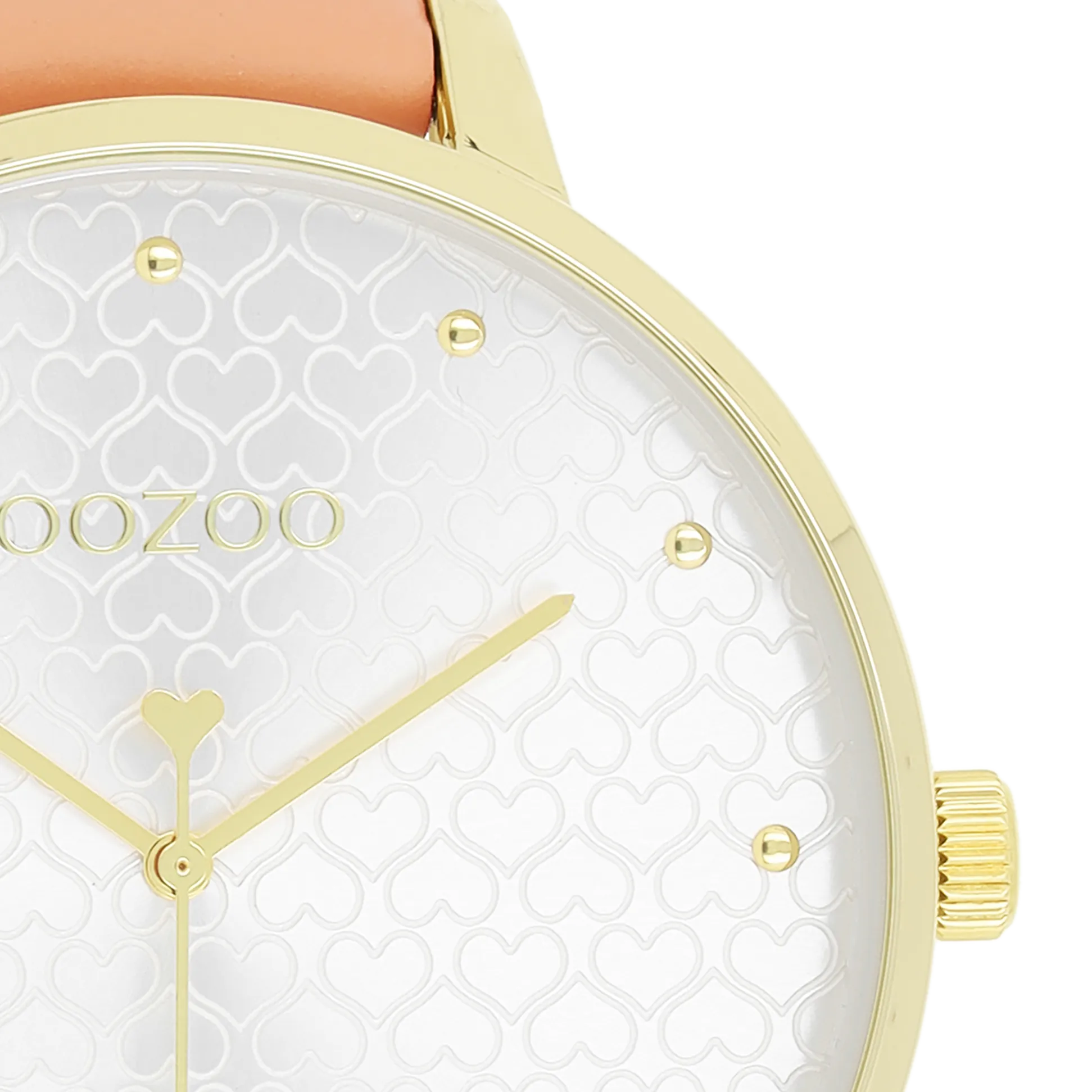 Gold coloured OOZOO watch with peach pink leather strap - C11036