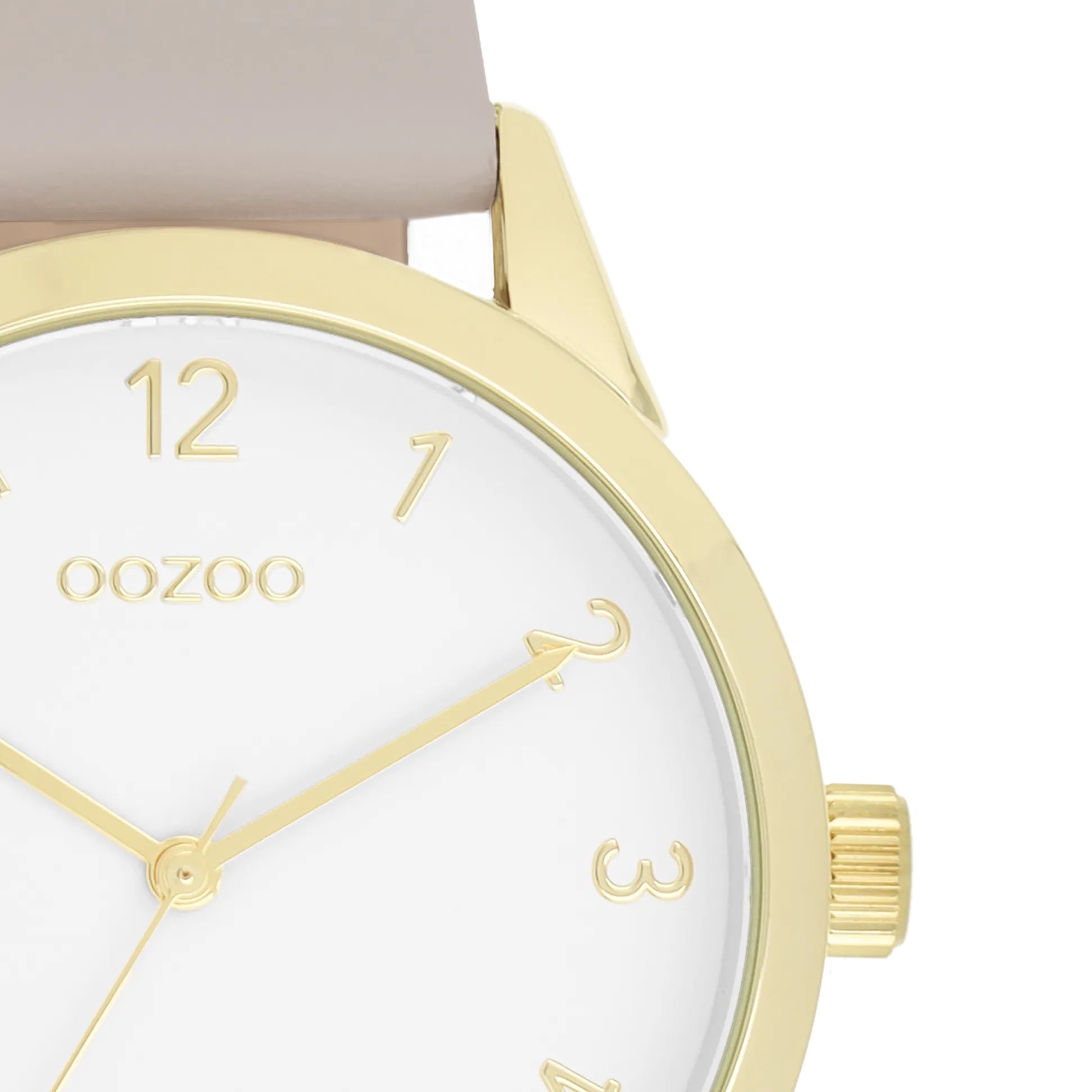 Gold coloured OOZOO watch with taupe leather strap - C11327